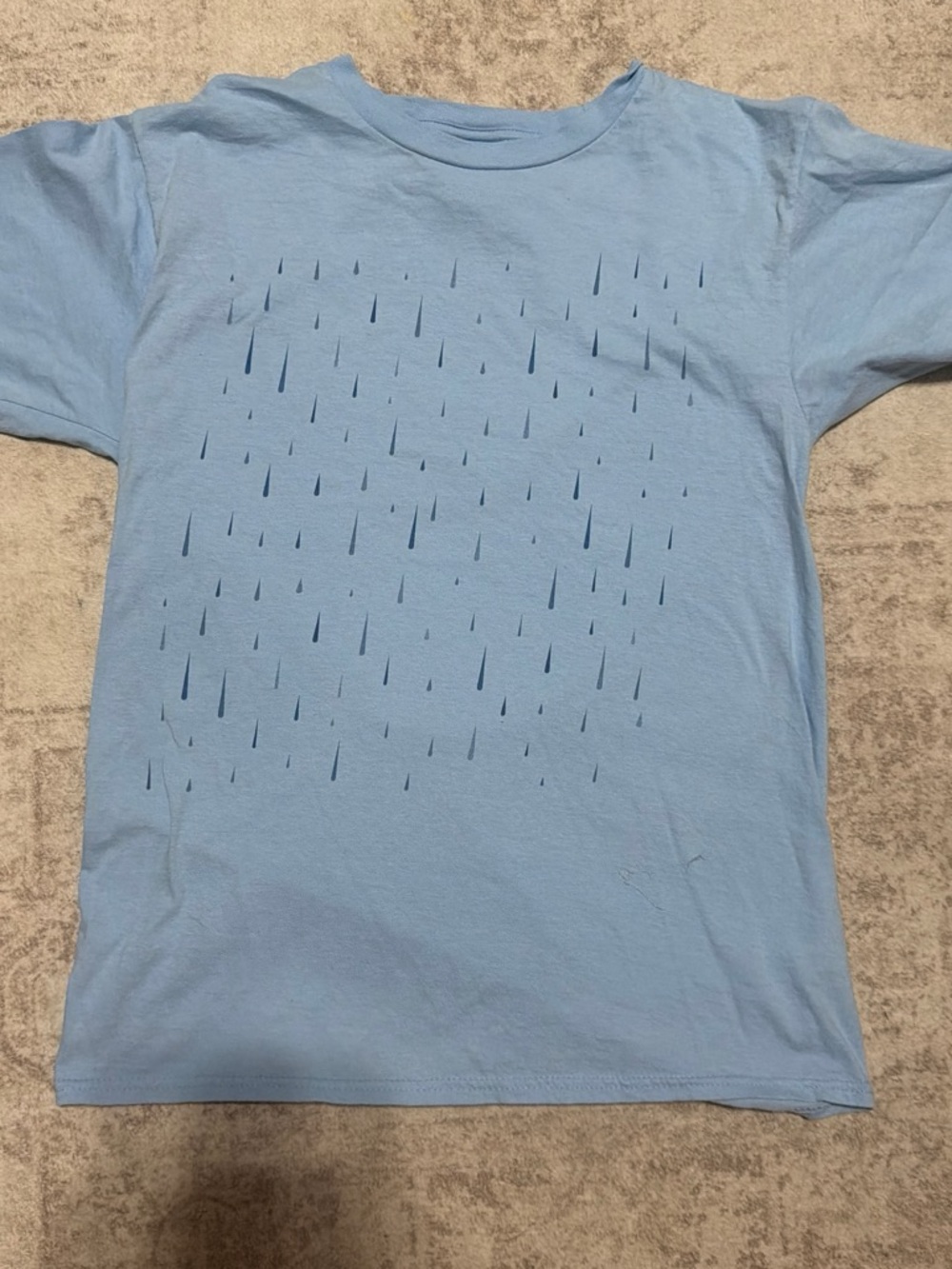 Port and Company Light Blue Short Sleeve Tee with Raindrop Graphic